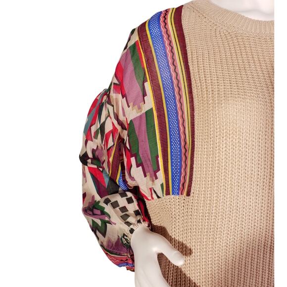 Fate Sweater | Medium | Beige Knit with Boho Balloon Sleeves - Picture 2 of 6